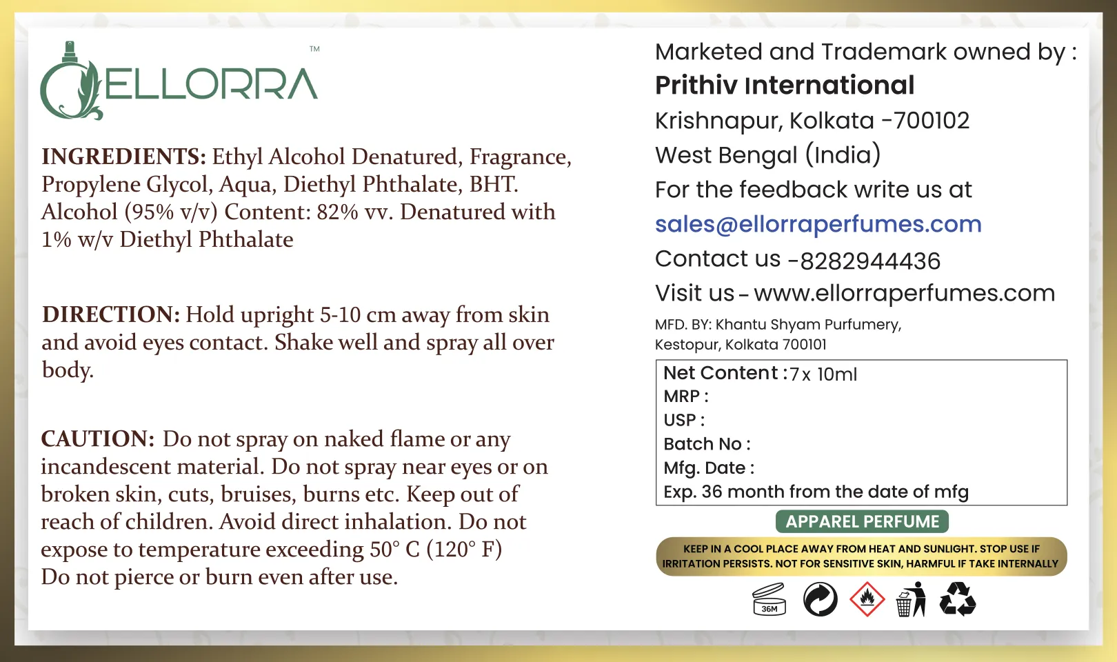 Ellorra Premium Pack of 7 Perfumes